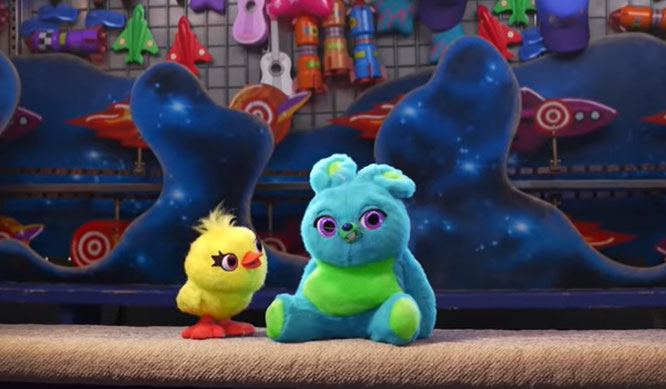 Duck and Bunny in a teaser trailer for "Toy Story 4" (2019)