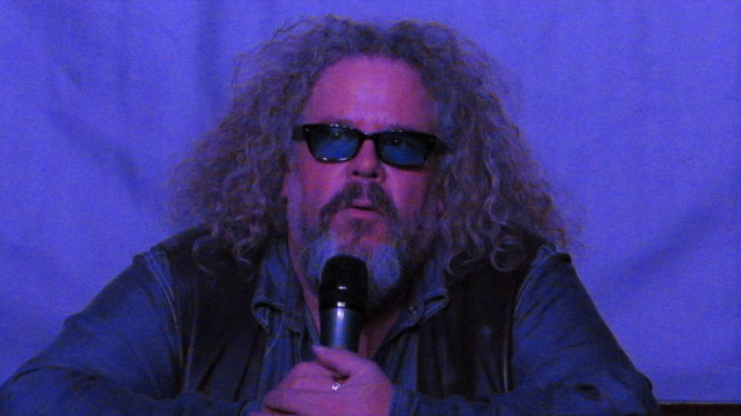 Mark Boone Jr., known for Sons of Anarchy (as Bobby), Memento (as Burt), Batman Begins (as Flass) and The Mandalorian (as Ranzar Malk), during his panel at Weekend of Hell Oberhausen 2015 in Germany