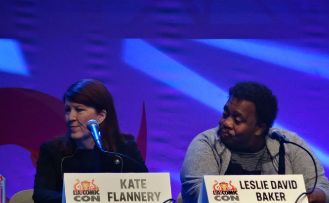 Leslie David Baker and Kate Flannery at Comic Con Los Angeles