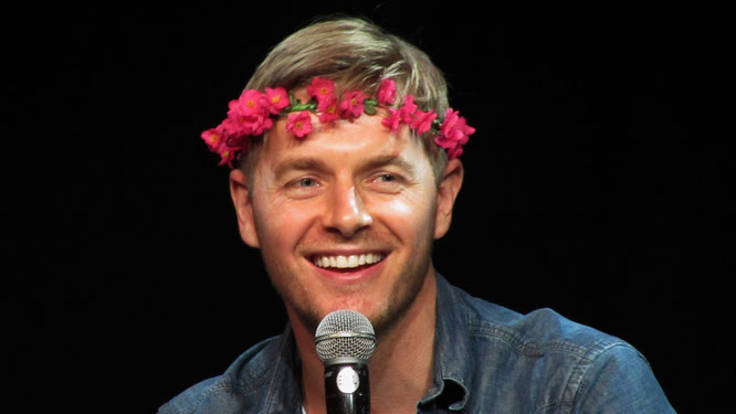 Rick Cosnett, known for his role as Eddie Thawne in The Flash and Dr. Wes Maxfield in The Vampire Diaries during one of his panels at ArcCon 2016 in Brussels, Belgium