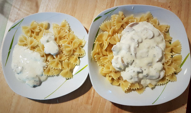 Nudeln mit Rahmsoße - eine unserer Mahlzeiten beim Baby-led Weaning