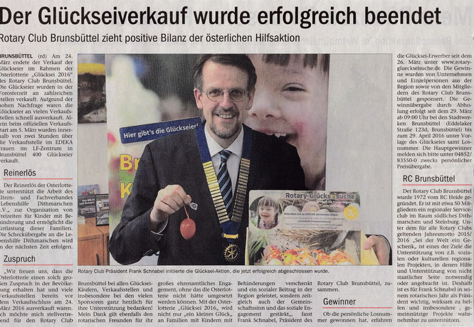 Rotaryclub Brunsbüttel spendet Erlös an die Lebenshilfe Dithmarschen e.V.