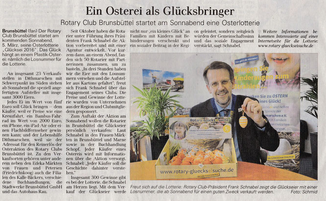 Rotary Club startet am 05. März eine Osterlotterie