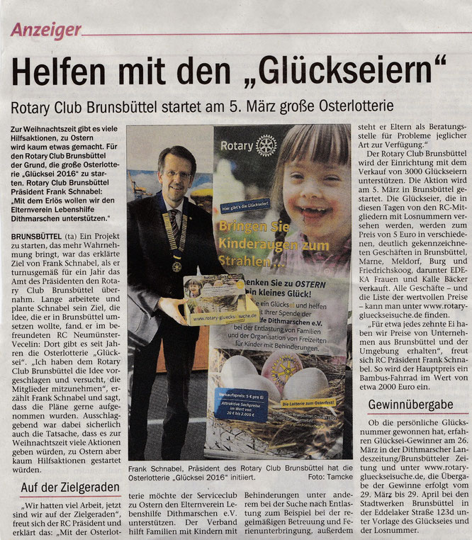 Süd-Anzeiger 28.02.2016 - Helfen mit den "Glückseiern"