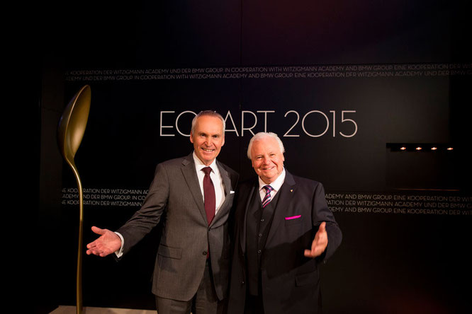 Dr. Friedrich Eichiner, Mitglied des Vorstands der BMW AG, mit Eckart Witzigmann. Verleihung des ECKART 2015