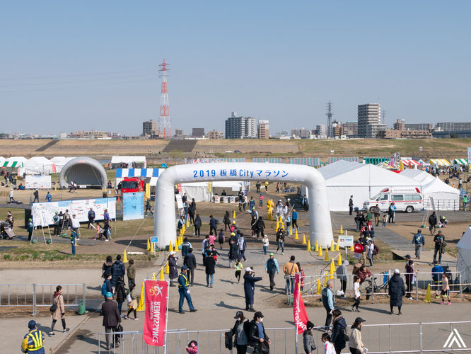2019板橋Cityマラソン|荒川河川敷に設置された会場
