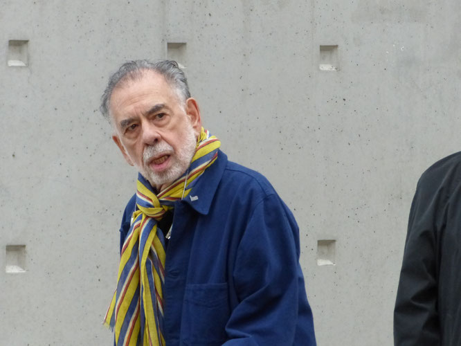 Francis Ford Coppola, lors du tournage de "Sortie des usines Lumière", qu'il a dirigé  - Festival Lumière 2019 - Photo © Anik Couble 