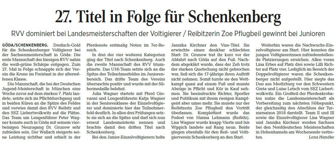 Veröffentlicht mit freundlicher Genehmigung. Quelle: Leipziger Volkszeitung vom 27. September 2018 | Regionalausgabe "Delitzsch-Eilenburg" | Seite 33