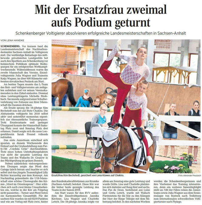 Veröffentlicht mit freundlicher Genehmigung. Quelle: Leipziger Volkszeitung vom 29./30. Juni 2019 | Regionalausgabe "Delitzsch-Eilenburg" | Seite 33
