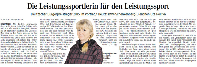 Veröffentlicht mit freundlicher Genehmigung. Quelle: Leipziger Volkszeitung vom 23. November 2015 | Regionalausgabe "Delitzsch-Eilenburg" | Seite 25