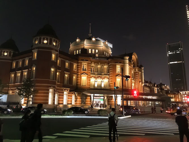 日没直後の東京駅（Tokyo station just after sunset）フォトショップレタッチ前