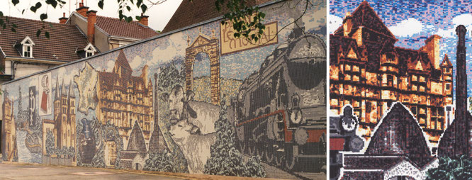 Sol en mosaïque de grès cérame incrusté d'or, thême Art nouveau, Megève, 35 m2