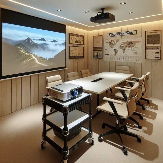 Kleiner Konferenzraum mit Motorleinwand und Beamer  beamer-freund.de