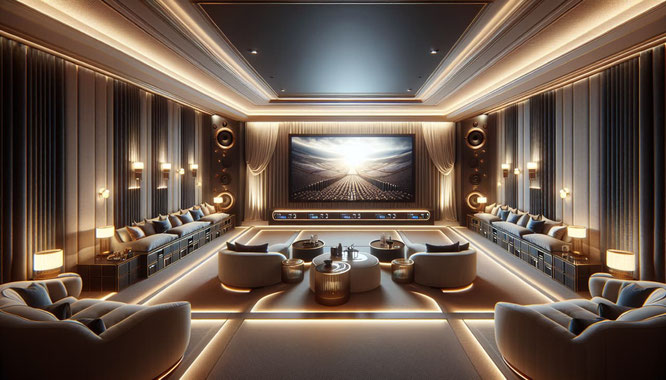 Heimkino mit Laser Beamer und Kontrastleinwand 