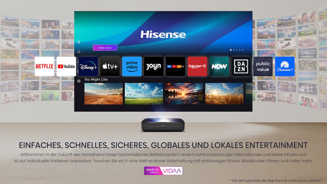 Hisense PL2 Laser TV mit VIDAA U7 benutzeroberfläche  beamer-freund düsseldorf