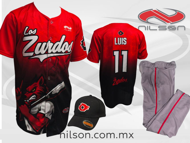 UNIFORME DE BEISBOL. CASACA DE BEISBOL SUBLIMADA. PANTALON Y GORRA. EQUIPO LOS ZURDOS