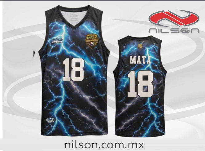 Jersey de basketball, sublimacion digital fullprint, modelo Thunders azul