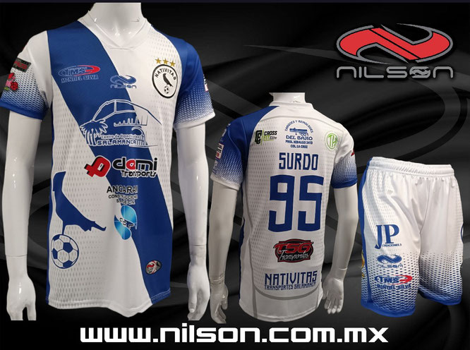 UNIFORME DE FUTBOL TRANSPORTES SALAMANCA MOD. ALBIAZUL. NILSON ROPA DEPORTIVA