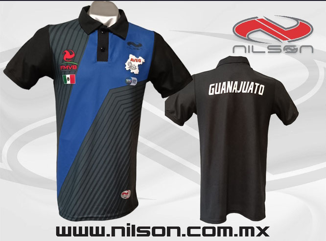 Playera tipo polo, frente sublimado, entrenadores voleibol Guanajuato. nilson ropa deportiva