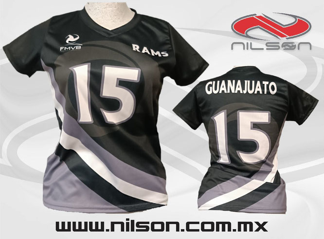 jersey voleibol, sublimacion digital fullprint, nilson ropa deportiva Equipo RAMS modelos negro