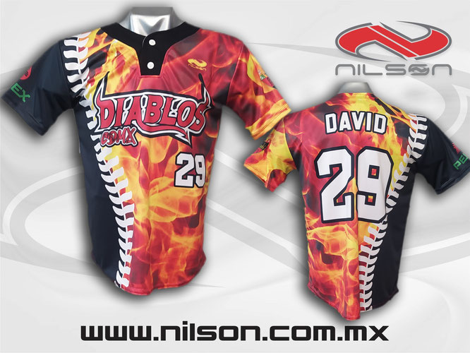 camisola, casaca beisbol modelo diablos fuego sublimacion digital