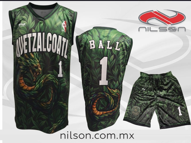 UNIFORME DE BASKETBALLL. SUBLIMACION DIGITAL EQUIPO QUETZALCOATL. NILSON ROPA DEPORTIVA