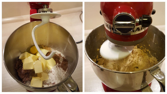 Der Teig für die Lebkuchen-Cookies wird geknetet
