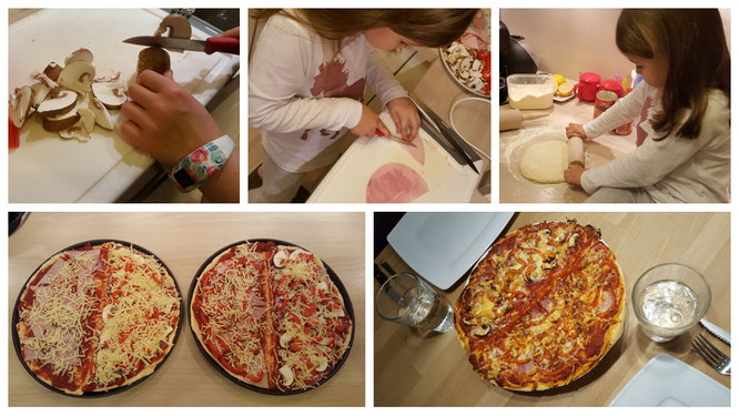 Wir backen alle zusammen Pizza