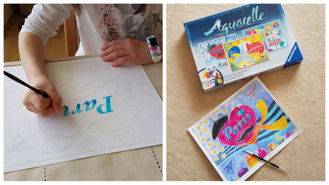 Unsere Große zeichnet Aquarelle mit Ravensburger