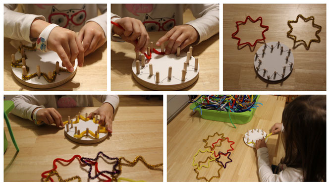 Unsere Kleine bastelt Weihnachtssterne