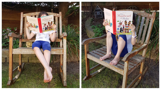 Unsere Große liest in den Büchern vom Maulwurf