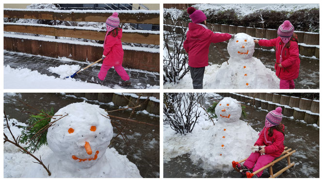 Unsere Mädels bauen einen Schneemann