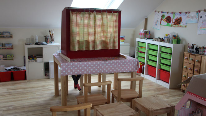 das Puppentheater ist aufgebaut