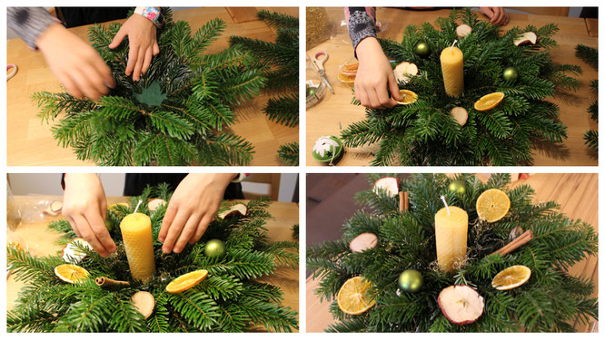 Unsere Große macht sich ihr eigenes Adventsgesteck
