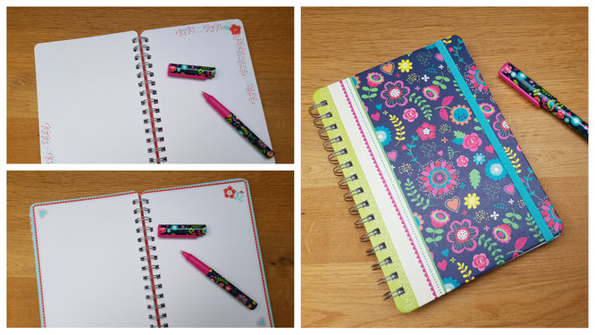 Notizbuch und Kugelschreiber "flowers & dots" aus dem Verlag moses.