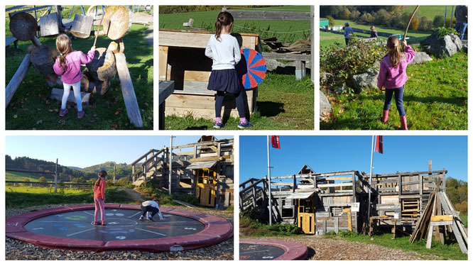 Unsere Mädels entdecken den Spielplatz direkt am Hotel