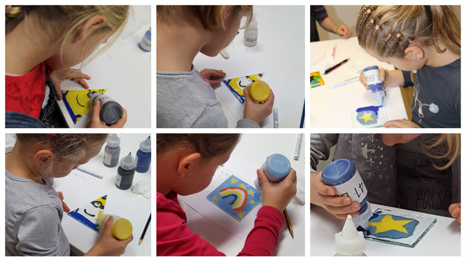 Die Mädels schaffen ihre ersten Glas-Kunstwerke