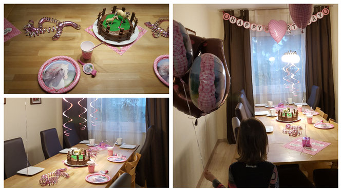 Das Wohnzimmer ist für den Geburtstag dekoriert - das Motto "Pferde"