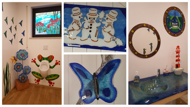 Kunstwerke in der Glas Creativ Werkstatt in Groß-Rohrheim