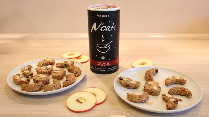 Die fertigen Apfel-Zimt-Plätzchen mit der N'oats-Sorte Bratapfel von mymuesli