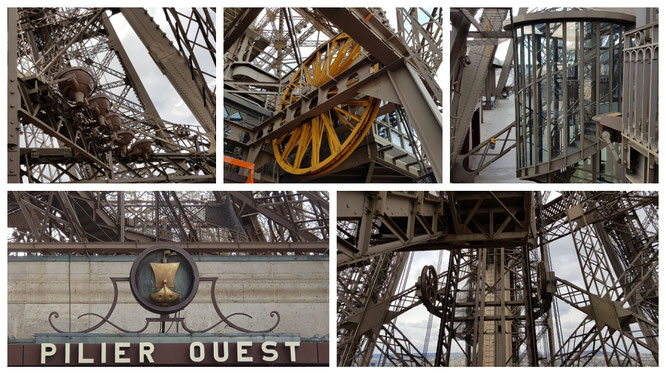 Impressionen vom Eiffelturms in Paris - Räder, Lampen, Treppen