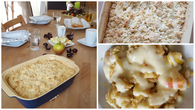 Der fertige Apfel-Crumble