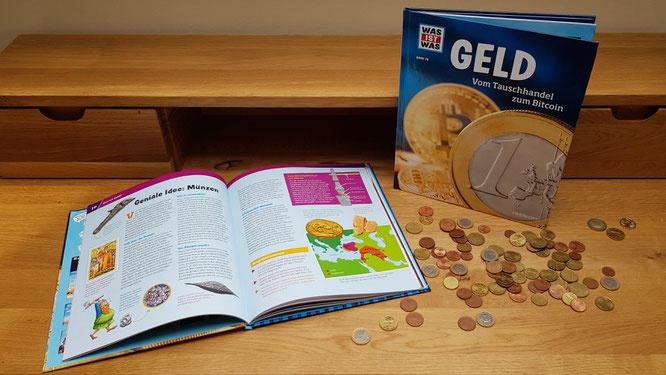 Das WAS-IST-WAS Buch "GELD - Vom Tauschhandel zum Bitcoin" aus dem Tessloff-Verlag