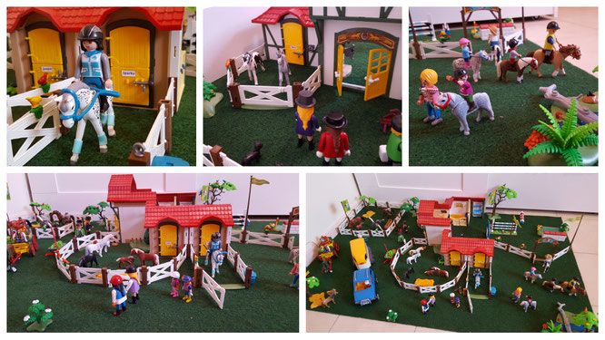 Der aufgebaute playmobil-Reiterhof im Kinderzimmer der Kleinen