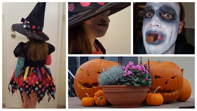 Unsere Hexe und unser Sensenmann feiern Halloween