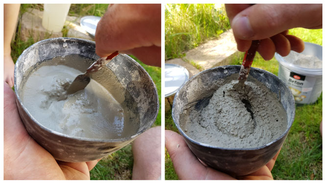Rührt den Beton nach Packungsanweisung an