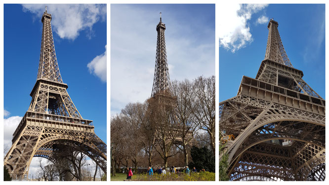 der Eiffelturm in Paris aus unterschiedlichen Blickwinkeln