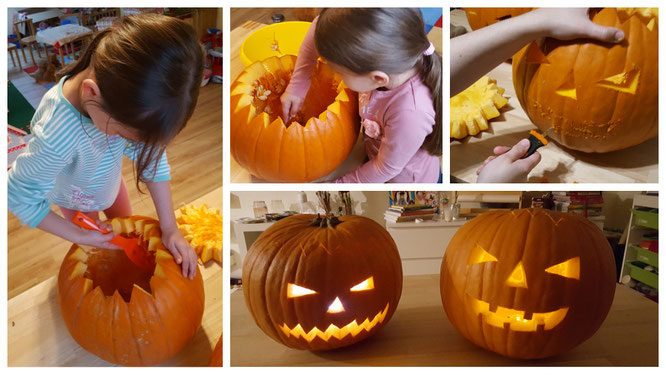 Wir schnitzen Halloween-Kürbisse