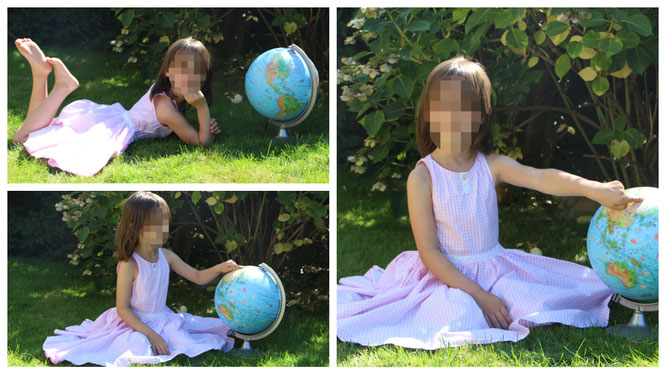 Unser Schulkind mit dem Globus