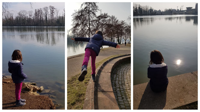 Spaziergang am Main an der Schleuse Griesheim in Frankfurt am Main